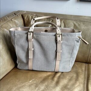 India Hicks Gray and Tan Laptop Bag